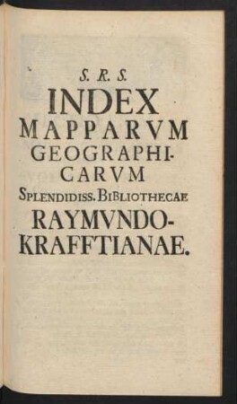 Index Mapparum Geographicarum ...