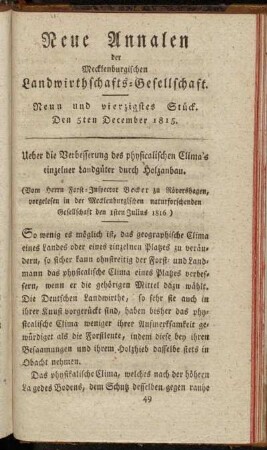 Neun und vierzigstes Stück. Den 5ten December 1815.