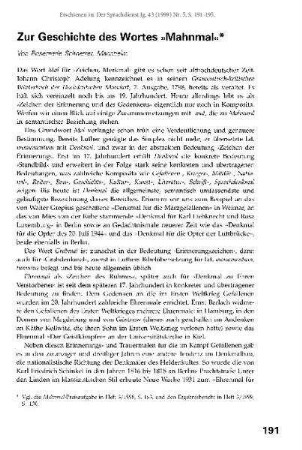 Zur Geschichte des Wortes "Mahnmal"