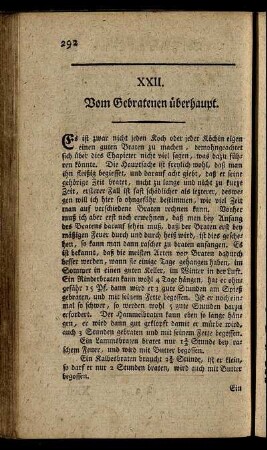XXII. Vom Gebratenen überhaupt.