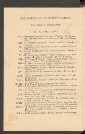 Biblioteca de autores varios (españoles y americanos) se han publicado