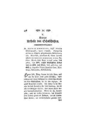 Kurze Urtheile von Schulschriften