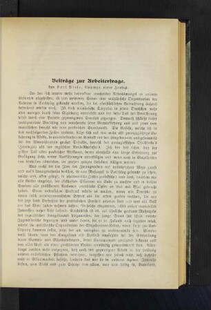 Beiträge zur Arbeiterfrage.