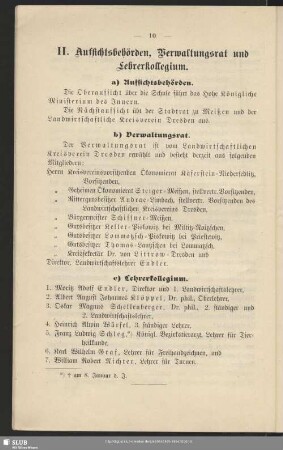 II. Aufsichtsbehörden, Verwaltungsrat und Lehrerkollegium