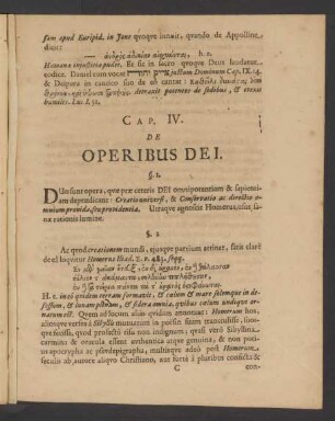 Cap. IV. De Operibus Dei.
