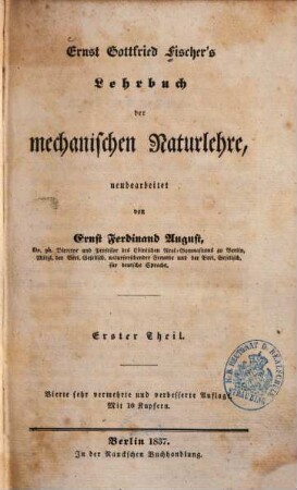Ernst Gottfried Fischer's Lehrbuch der mechanischen Naturlehre. 1