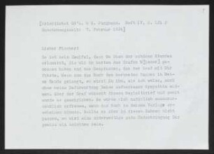 Brief von Gerhart Hauptmann an Samuel Fischer