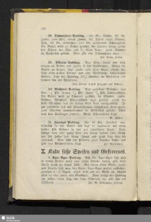 X. Kalte süße Speisen und Gefrorenes