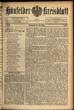 Ausgabe vom Samstag, den 20. März 1897.