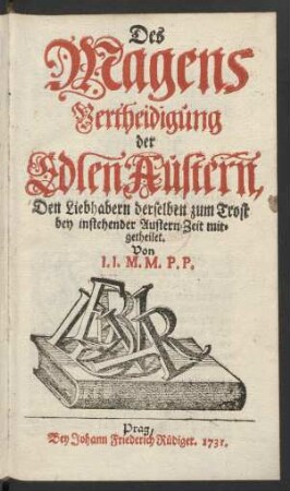 Des Magens Vertheidigung der Edlen Austern