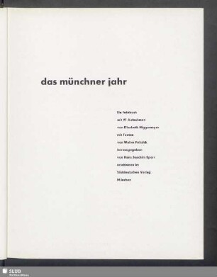 Das Münchner Jahr : ein Fotobuch