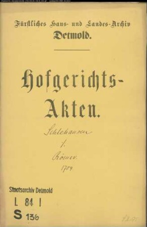 Schlehausen, Witwe in Herford gegen Oberjäger Römers Witwe zu Hiddesen - Schuldforderung