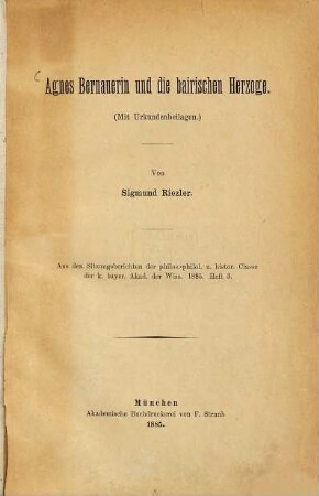 Agnes Bernauerin und die bairischen Herzoge