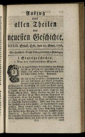 XXXIX. Stück. Cob. den 22. Sept. 1756.