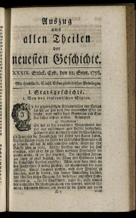 XXXIX. Stück. Cob. den 22. Sept. 1756.