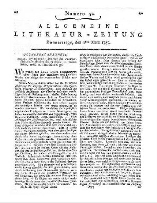Journal für Prediger. Bd. 17, St. 3-4. Halle: Kümmel 1786