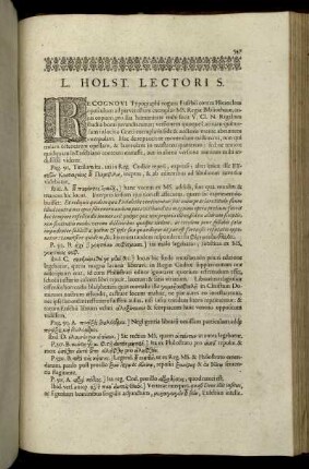 L. Holst. Lectori S.