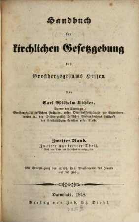 Handbuch der kirchlichen Gesetzgebung des Großherzogthums Hessen, 2