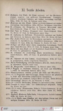 XI.Textile Arbeiten (Nr. 3746 - 3880)