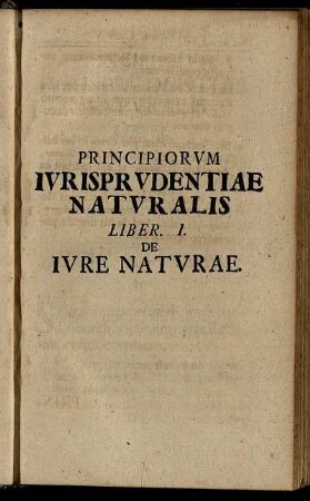 Liber I. De Iure Naturae.