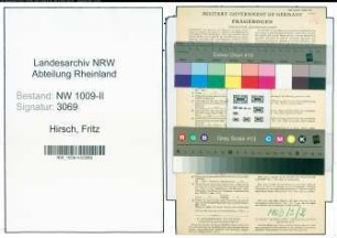 Entnazifizierung Fritz Hirsch , geb. 14.11.1910 (Dentist)