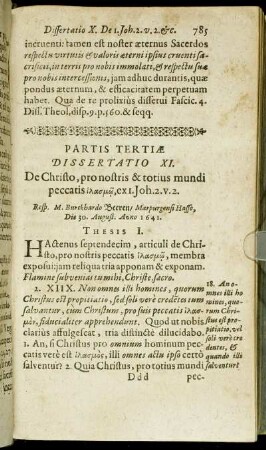 Dissertatio XI. De Christo, pro nostris & Totius mundi peccatis [...]