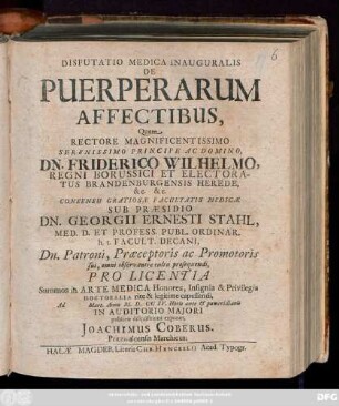 Disputatio Medica Inauguralis De Puerperarum Affectibus