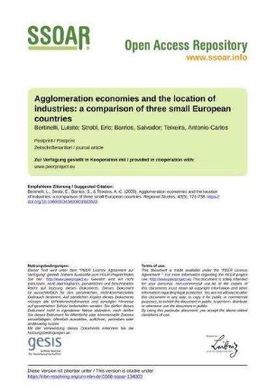 Agglomeration economies and the location of industries: a comparison of three small European countries