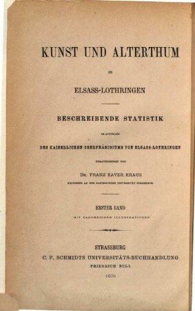 Kunst und Alterthum in Elsass-Lothringen : beschreibende Statistik, 1. Kunst und Alterthum im Unter-Elsaß