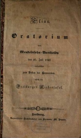 Elias : Oratorium