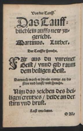 Das Tauffbüchlein auffs new zugericht.
