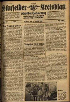 Erste Ausgabe vom Montag, den 17. August 1936.