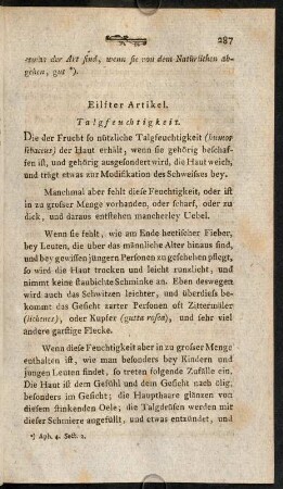 287-298, Eilfter Artikel. Talgfeuchtigkeit. - Dreyzehnter Artikel. Thränenfeuchtigkeit und Augentriefen.