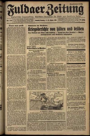 Erste Ausgabe vom Sonntag, den 13. Oktober 1935.