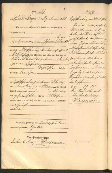 Standesamtsbuch der Stadt Aschaffenburg: Geburten 365/1900 - 184/1901