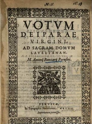Votum Deiparae Virgini, ad sacram Domum Lauretanam