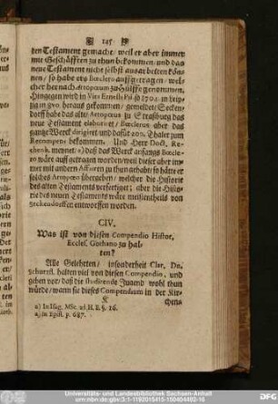 CIV. Was ist von diesen Compendio Histor. Eccles. Gothano zu halten?