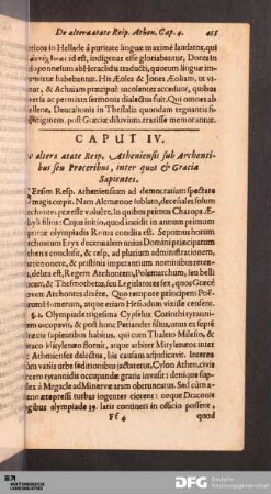 Caput IV. De altera ætate Reip. Atheniensis sub Archontibus seu Proceribus, inter quos & Græcia Sapientes