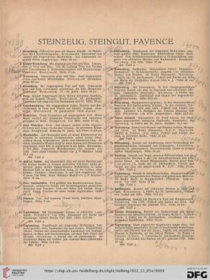 Steinzeug, Steingut, Fayence (Nr. 1-42)
