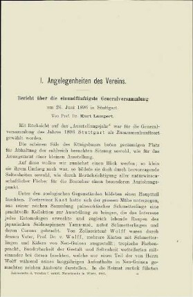 Bericht über die einundfünfzigste Generalversammlung am 24. Juni 1896 in Stuttgart (Kurt Lampert)