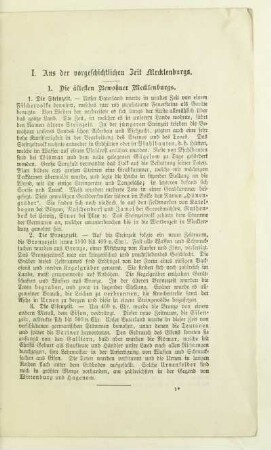 I. Aus der vorgeschichtlichen Zeit Mecklenburgs.
