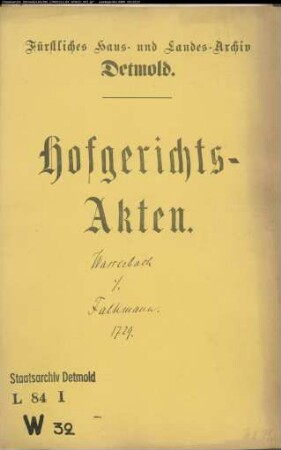 Wasserbach, Rat Ernst Casimirs Witwe gegen Waldvogt Christoph Falkmanns Erben - Erbschaftsforderung