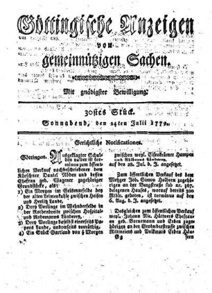 30tes Stück. Sonnabend, den 24ten Julii 1779.
