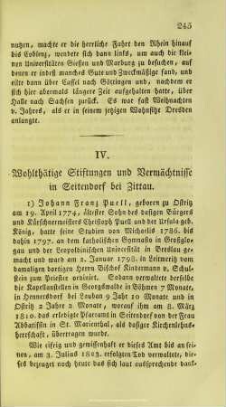 Wohlthätige Stiftungen und Vermächtnisse in Seitendorf bei Zittau