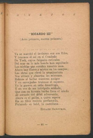 "Ricardo III" : (Acto primero, escena primera)