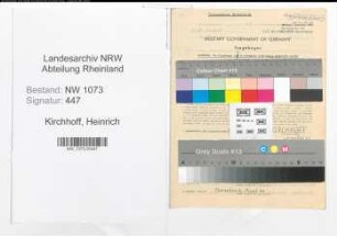 Entnazifizierung Heinrich Kirchhoff , geb. 10.01.1900 (Lehrer)