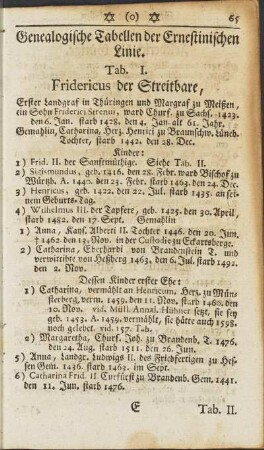 Genealogische Tabellen der Ernestinischen Linie.