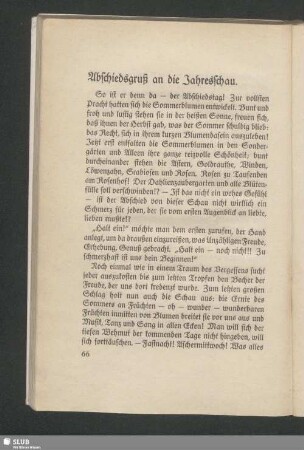 Abschiedsgruß an die Jahresschau