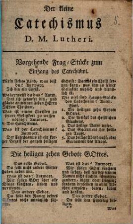 Der kleine Catechismus D. M. Lutheri