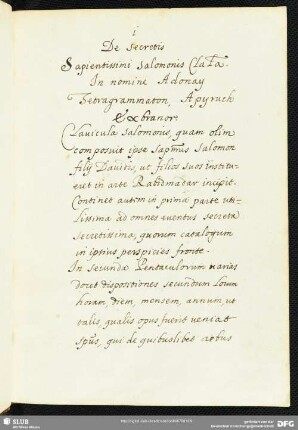 De secretis Sapientissimi Salomonis Clavicula